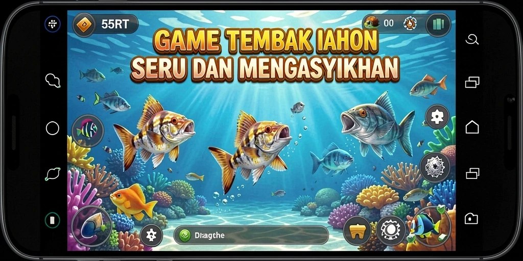 Gameplay menembak ikan yang seru dan penuh warna di 55RT.