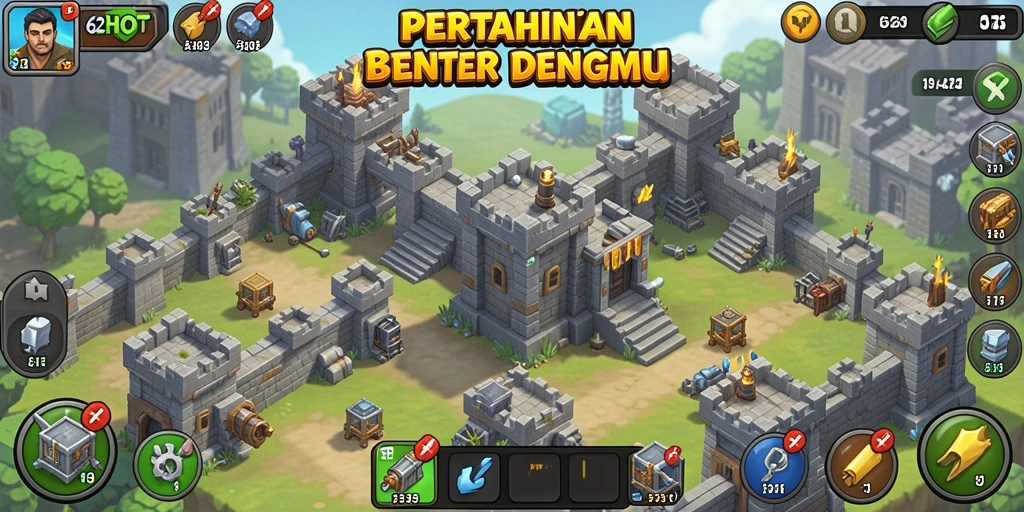 Tampilkan gameplay seru dalam 62HOT dengan strategi Tower Defense yang menarik.