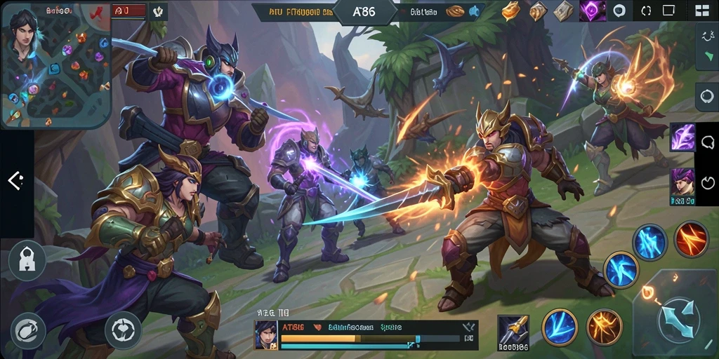 Tampilan seru dari gameplay AT866 dalam pertarungan MOBA.
