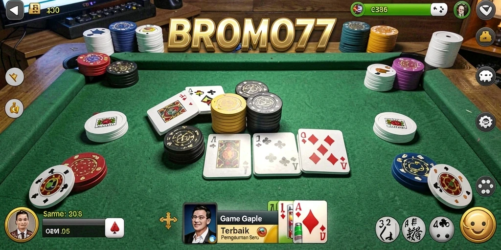 Tampilan seru gameplay Gaple di BROMO77 dengan teman-teman.