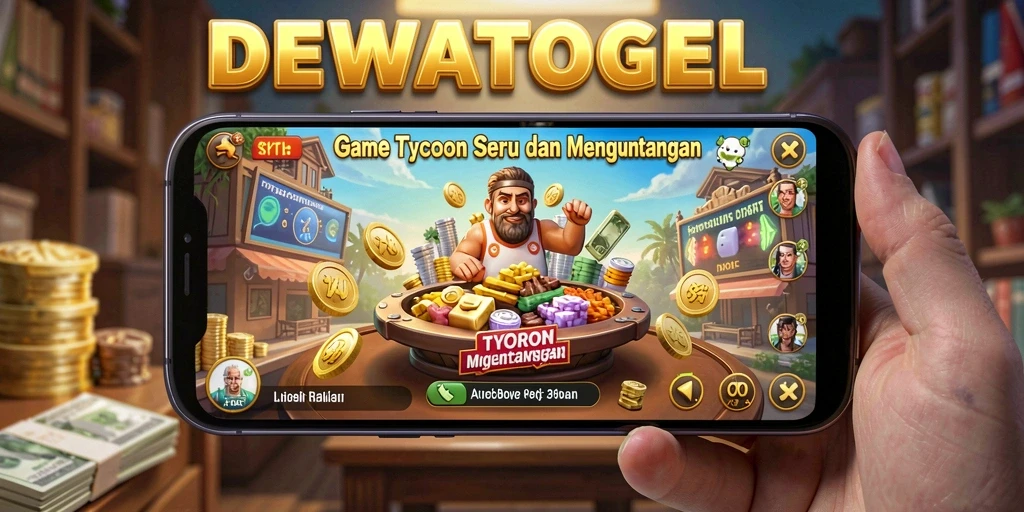 Tampilan gameplay menarik dari DEWATOGEL yang menonjolkan elemen Tycoon.