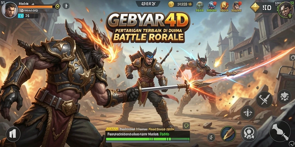 Tampilan gameplay mendebarkan dalam GEBYAR4D dengan aksi Battle Royale.