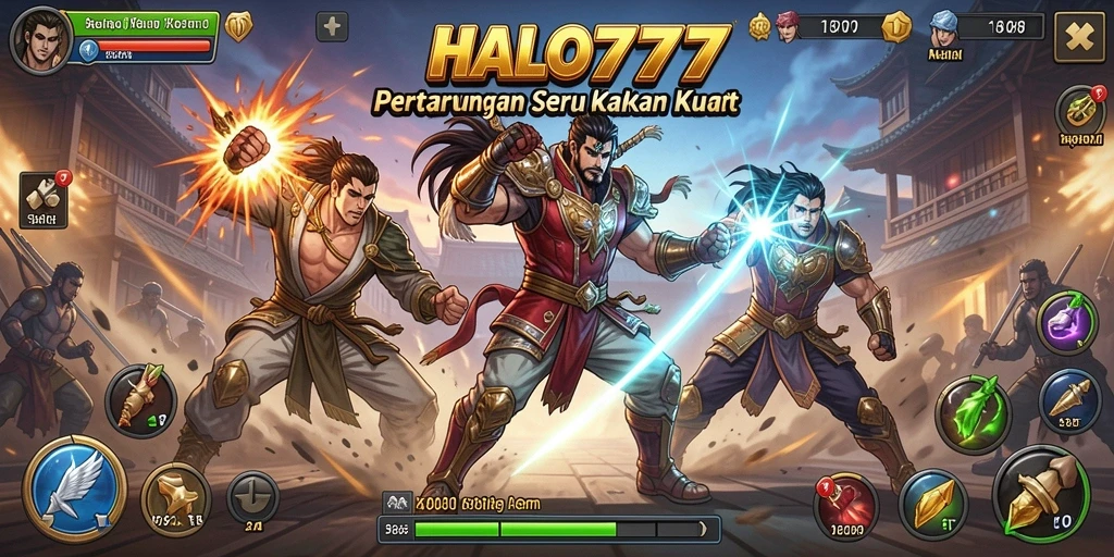 Tampilan gameplay HALO777 dengan pertarungan jarak dekat yang mendebarkan.