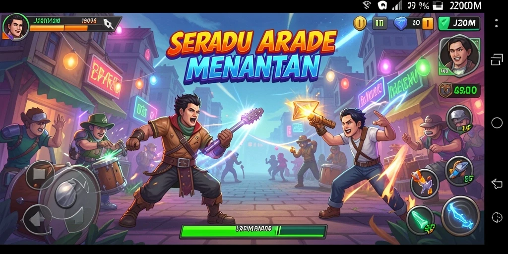 Tampilan seru dari gameplay J200M dengan aksi Arcade yang mendebarkan.