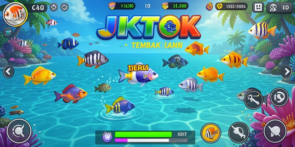 Screenshot utama JKTOK menampilkan gameplay Tembak Ikan yang seru.