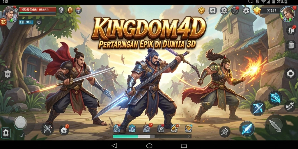 Gameplay KINGDOM4D menampilkan pertarungan yang intens dan mendebarkan.