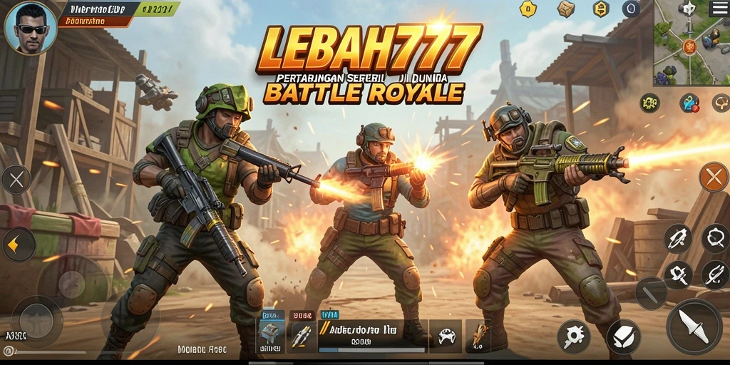 Tampilan seru dari gameplay LEBAH777 di medan tempur Battle Royale.