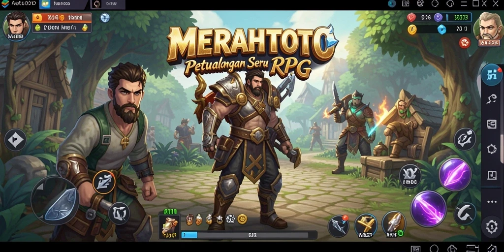 Screenshot MERAHTOTO menampilkan pertarungan epik dalam dunia RPG.