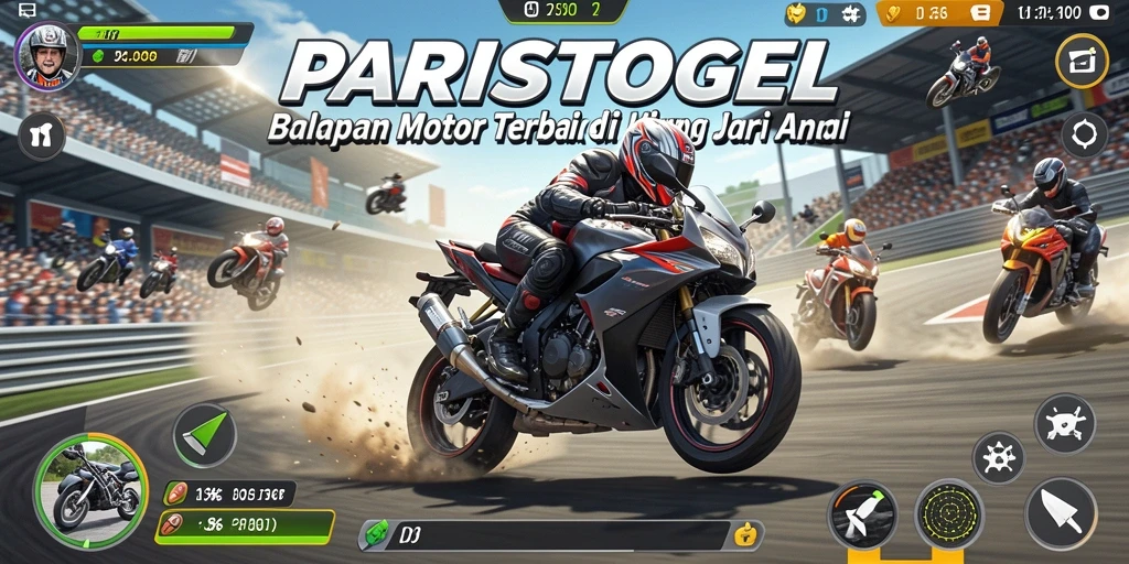 Tampilan gameplay seru dengan balapan motor yang mendebarkan.