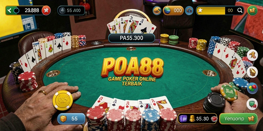 Tampilan screenshot game POA88 dengan gameplay Poker yang seru.