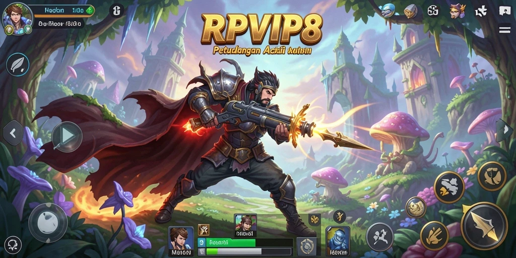 Tampilan gameplay RPVIP8 dengan aksi seru dalam pertempuran ARPG.