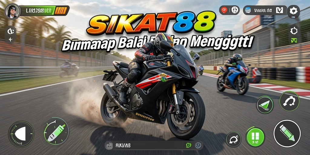 Tampilan gameplay SIKAT88 yang menegangkan saat balap motor.