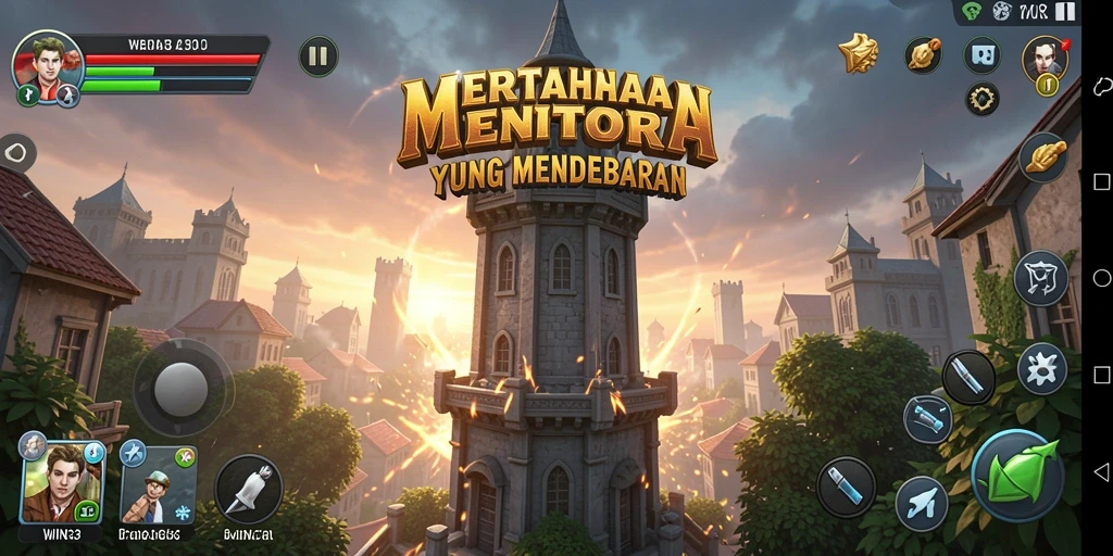 Screenshot gameplay WIN33 menampilkan aksi menara pertahanan yang mendebarkan.
