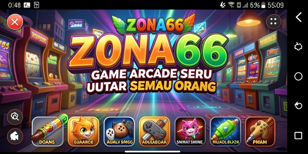 Screenshot gameplay ZONA66 menampilkan aksi seru dalam permainan Arcade.